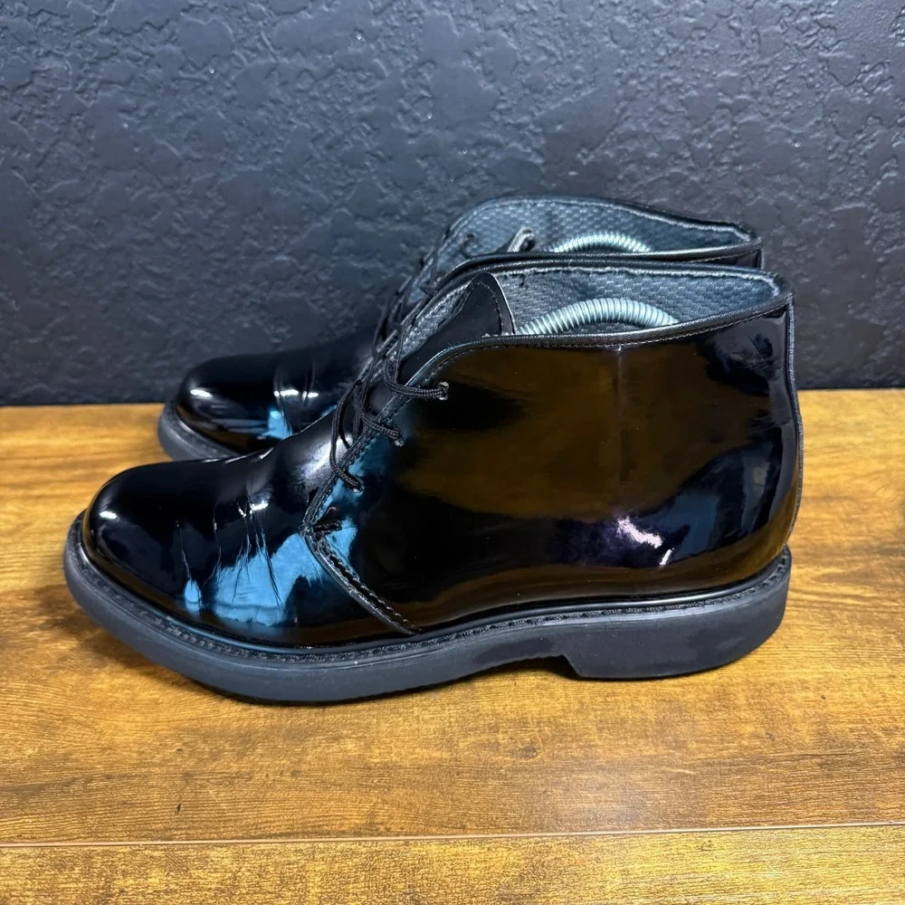 Bates Lites 00022 Black High Gloss Man Made Chukka Boots Mens 9D